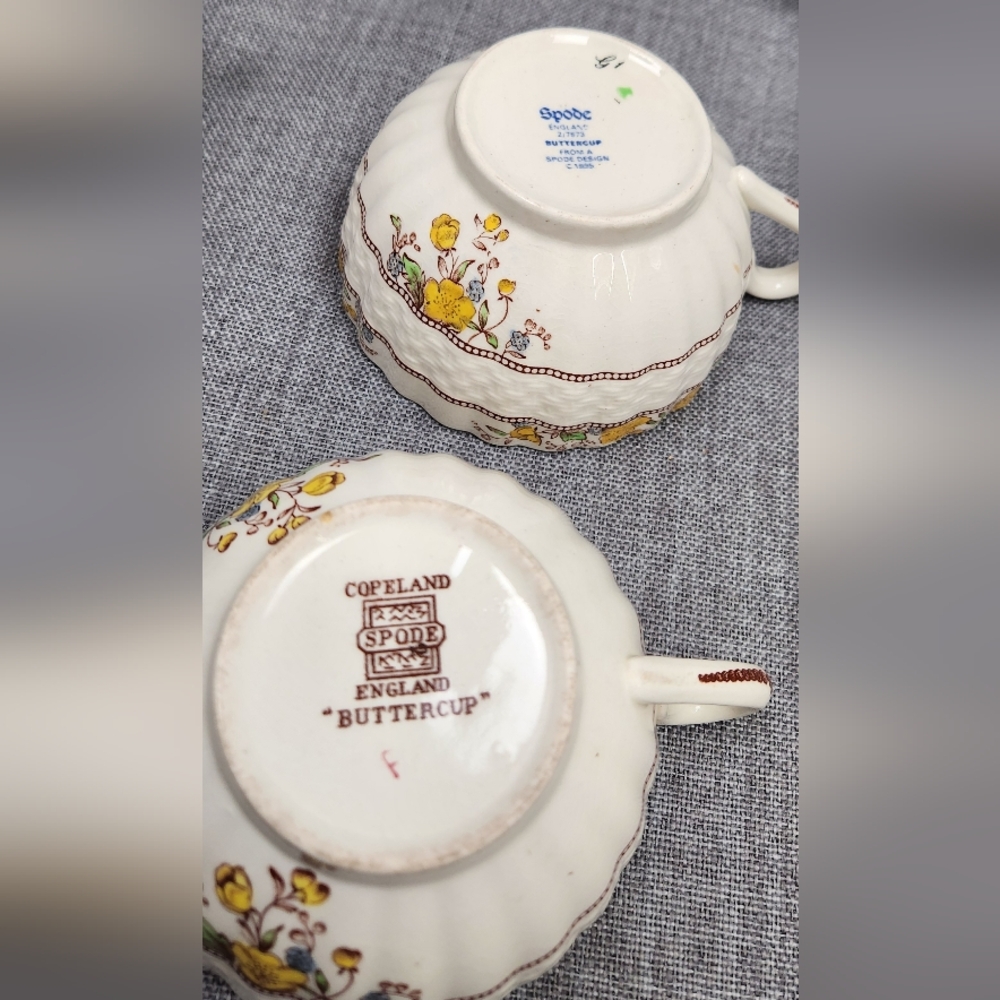 Vintage Copeland "Buttercup" Spode England Tea Cup Set Of 6 Various Condition - Picture 10 of 10
